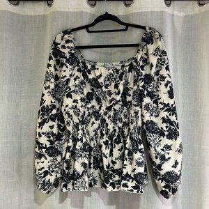 Plus - Floral Black and Cream Women's Top - 2X 16